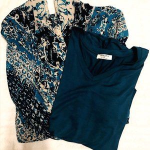 NWOT Women’s Bundle OS Ruggine Kimono & XL Zenana V-Neck Tee